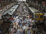 Crowds at the Churchgate Railway Station in Mumbai