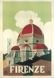 Firenze Cupola (Florence Dome) Italian Vintage Style Travel Poster