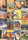 Vacation in Europe - Vintage Style Poster Collage