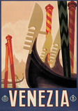 Venezia Gondole (Venice Gondola) Italian Vintage Style Travel Poster