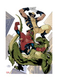 X-Men 10 Cover: Wolverine and Spider-Man Fighting while Falling