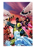 Uncanny X-Men 533 Cover: Wolverine  Psylocke  and Angel Fighting and Flying
