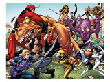 Avengers Academy 25: Hawkeye  X-23  Mettle  Giant Man  Reptil  Hazmat  Tigra  and Others Fighting
