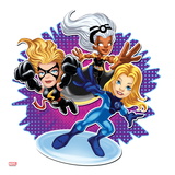 Marvel Super Hero Squad Badge: Invisible Woman  Storm  and Ms Marvel Flying