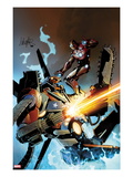 Invincible Iron Man 32 Cover: Iron Man Fighting