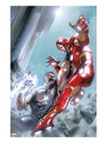 Avengers Annual 1 Cover: Iron Man and Wonder Man Fighting