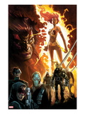 Age of Apocalypse 1 Cover: Phoenix Standing and Flaming  with Wolverine and Others