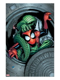 Marvel Adventures Spider-Man 11 Cover: Spider-Man and Lizard Fighting