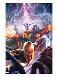 The Thanos Imperative 5 Cover: Nova  Quasar  Gladiator  and Silver Surfer Flying