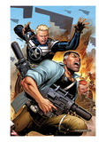 Secret Warriors 19 Cover: Steve Rogers and Nick Fury Fighting and Running