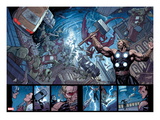 Ultimate New Ultimates 5: Panels with Thor Holding Mjonir  Screaming in a Storm