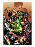 Incredible Hulks 614 Cover: Hulk  Steve Rogers  Valkyrie  and Black Widow Fighting