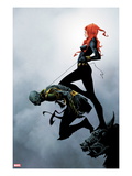 Widowmaker 2 Cover: Black Widow Holding Another By a Rope