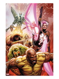Thunderbolts 152 Cover: Luke Cage  Man-Thing  Songbird  Moonstone  Juggernaut  and Mark V Charging