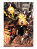 Heroes For Hire 1 Cover: Ghost Rider  Elektra  Punisher  Iron Fist  and Moon Knight Charging