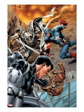 Battle Scars 2 Cover: Johnson  Daisy  Captain America  and Task Master in a Fight