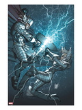 X-Men: To Serve and Protect 3 Cover: Storm and Thor Fighting