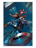 Ultimate New Ultimates 5: Captain America  Thor  Hawkeye  and Iron Man Flying and Throwing