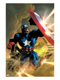 Secret Avengers 12 Cover: Captain America Fighting with his Shield