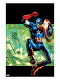 Captain America: Man Out of Time 4 Cover: Captain America Jumping with his Shield