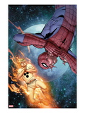 The Amazing Spider-Man 681 Cover: Human Torch and Spider-Man in Space