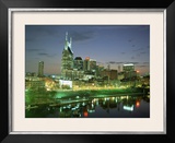 City Skyline and Cumberland River at Dusk  Riverfront Park  Nashville  Tennessee  USA