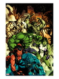 Incredible Hulk 612 Cover: A-Bomb  Red She-Hulk  She-Hulk  Hulk  Skaar  and Bruce Banner Standing