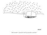 "And remember—if you don't need to go anywhere  stay home" - New Yorker Cartoon