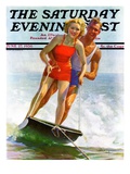 "Ski Boarding Couple " Saturday Evening Post Cover  June 27  1936
