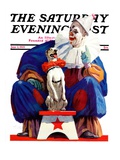 "Circus Clown and Pooch " Saturday Evening Post Cover  June 3  1939
