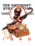 "Baby New Year Ready for War " Saturday Evening Post Cover  December 30  1939