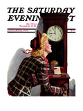 "Punching In " Saturday Evening Post Cover  January 22  1938