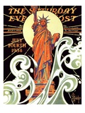 "Statue of Liberty " Saturday Evening Post Cover  July 7  1934