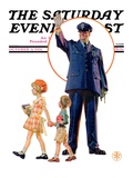"Policeman and School Children " Saturday Evening Post Cover  October 3  1931