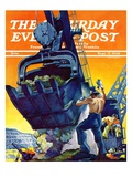 "Steam Shovel " Saturday Evening Post Cover  September 17  1938