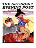 "Modern Indians and Dude " Saturday Evening Post Cover  August 14  1937