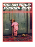 "Christmas Peek " Saturday Evening Post Cover  December 22  1934