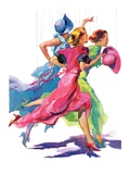 "Three Women Running from Rain "April 2  1932