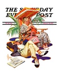 "Retired Couple at Beach " Saturday Evening Post Cover  February 20  1937