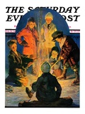 "Skaters' Bonfire " Saturday Evening Post Cover  February 21  1931