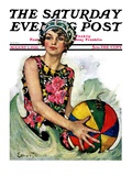 "Bathing Beauty and Beach Ball " Saturday Evening Post Cover  August 7  1926