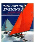 "Iceboats Racing " Saturday Evening Post Cover  February 18  1939
