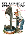"Watering the Elephant " Saturday Evening Post Cover  July 16  1927