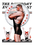"Lifeguard  Save Me! " Saturday Evening Post Cover  August 9  1924