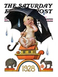 "Raining on Baby New Year " Saturday Evening Post Cover  December 31  1927