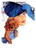 "Woman in Rain with Cocker " Saturday Evening Post Cover  April 8  1939
