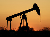 Oil Pumping Unit at Sunset