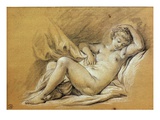 Nude Reclining on Bed  Drawing
