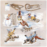Luges Et Bonhommes de Neige