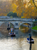 UK  England  Cambridge  the Backs  Clare and King's College Bridges over River Cam in Autumn